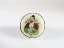 Japanese Satsuma Deity God of Fortune Hand Painted Button Ring Sterling