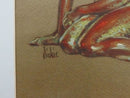 Art Nouveau Sketch of Woman by Dickie, Pastel Colored Artist Original on Paper