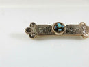 Victorian 10K Gold Turquoise & Black Enamel Bar Brooch with C-Clasp (Repair)