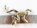 Huge Holloware Sterling Frog Brooch Repousse Silver Gold Accented Leaping Frog