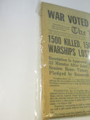 The Evening News December 8 1941 Extra Edition Newspaper Harrisburg PA U.S. Declaration of War on Japan Pearl Harbor