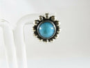 Vintage Southwestern Blue Glass Sterling Flower Screwback Earrings Taxco Style