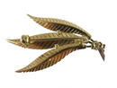 18K Yellow Gold Fern Leaf Brooch with Platinum-Toned Stems Marked 750