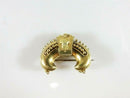 Antique Victorian 18K Gold Etruscan Revival Crescent Brooch with Dangles Circa 1860s