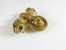 Victorian Archaeological Revival Double Griffin Brooch in Gold with Ruby Eyes