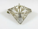 Vintage Diamond Shaped Sterling Silver Pierced Filigree Calla Lily Brooch