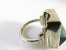 Beautiful Symmetrical Artisan Jade & Onyx Sterling Silver Rings Size 7.25