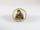 Beautiful Antique Style Japanese Satsuma Sterling Ring Seated God Immortal