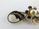 Vintage Van  Dell Gold Filled Faux Pearl Breast Pin Brooch Floral Leaf Brooch