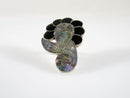 Vintage Abstract Style Unmatched Onyx Abalone & Sterling Disc Taxco ETM Single Earring