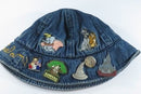 c1990's Disneyland Bucket Hat Denim with Characters and Pins Gabriela
