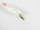 7" Baby Doll Necklace 14K Gold Connector, Pink Glass, Faux Pearls, Golden Beads