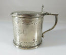 Rare Antique Sterling Silver Etched Mustard Pot 1877 by Robert Harper London