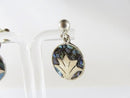 Figural Palm Leaf Disc Abalone & Sterling Taxco Mexico VKE Silver Screw Back Earrings