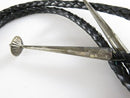 Circa 1960 Zuni Apache Ghan Crown Dancer Inlaid Sterling Silver Bolo Tie Bennett