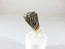 Masonic Ring 10K Gold Diamond Art Deco, Black, Blue Enamel, Old Mine Cut