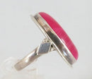 Sterling Silver Cabochon Pink Banded Stone Statement Ring Unisex Size 10.5