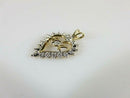 10K Gold MOM Heart Pendant with White Gold Accents & Moissanite Chip