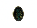 Antique 14K Gold Reverse-Painted Glass Floral Plaque Ring c.1910–1930 (≈8 g, Sz 6)