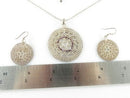 Designer Quality Sterling Silver Ball Necklace & Ball Mesh Pendant and Earring S