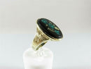 Antique 14K Gold Reverse-Painted Glass Floral Plaque Ring c.1910–1930 (≈8 g, Sz 6)