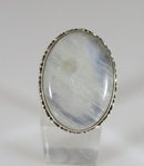 Fancy Setting Sterling Silver Cabochon Milky Moonstone Glass Ring Size  5.25
