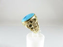 Retro 14K Turquoise Solitaire Nugget Pinky Ring Size 7 3/4 Hallmarked 14K GSI