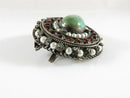 Costume Brooch Pendant Rose Cut Paste, Hardstone, Pearl Surround Fancy Filigree