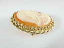 14K Gold Shell Cameo Right-Facing Portrait Brooch Pendant, 7.3 g, Mid-Century