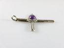 Vintage Southwestern Cabochon Purple Stone Wire Wrapped Sterling Silver Cross