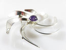 Taxco Mexico Vintage Modernist Pinwheel Cabochon Amethyst Sterling JH Brooch