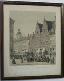 Parlie at Amagertorv Color Lithograph I W Tegner & Kittendorff Hemrich Hansen