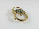 14K Gold Mid Century Blue Zircon Cluster Brooch 7g – 1 5/8" x 7/8"