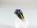 10K White Gold Unisex Round Cabochon Blue Star Sapphire Ring Size 6.75