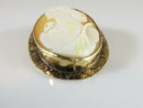 10K Etched Gold Shell Cameo Brooch Pendant (Repair Needed)