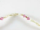 7" Baby Doll Necklace 14K Gold Connector, Pink Glass, Faux Pearls, Golden Beads