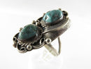Old Pawn Navajo Double Turquoise Scrolling Feather Finger Ring Size 8.75