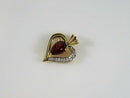 14K Yellow Gold Garnet & Diamond Accent Heart Pendant 2.5g