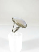 Vintage Gray Agate Sterling Silver Ring Polished Translucent Size 7.25