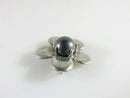 Vintage Designer Flower & Hematite Ball Center Sterling Silver Pendant 7/8"