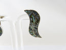 Vintage Modernist Wavy Abalone & Sterling G Taxco Mexico Silver Screw Back Earrings