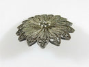 Old Sterling Silver Fancy Filigree Flower Brooch 1 1/2"
