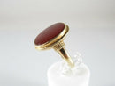 Edwardian Revival 14K Gold Carnelian Oval Cabochon Ring Size 6