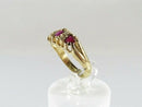 Victorian 18K Yellow Gold Ruby & Diamond Carved Half-Hoop Ring c.1890s, Size 4.25