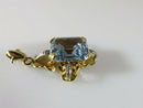 18K Yellow Gold Arts & Crafts Pendant with Emerald Cut Aqua Blue Spinel