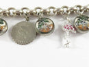 Vintage 8 1/4" Han 925 Rolo Link Chain Toggle Bracelet with Charms Heavy 37 Gram