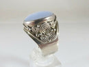 Polished Cabochon Blue Agate Pinky Ring Sterling Silver Sajen Size 10.25