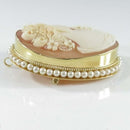 Vintage 14K F&F Felger Cameo Brooch Pendant with Pearl Surround