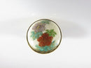 Antique Style Japanese Satsuma Water Lily Button Ring Gilt Sterling Silver Sz 8