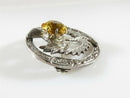 Scottish Celtic Sterling Silver Orange Glass Flower Brooch by Robert Allison